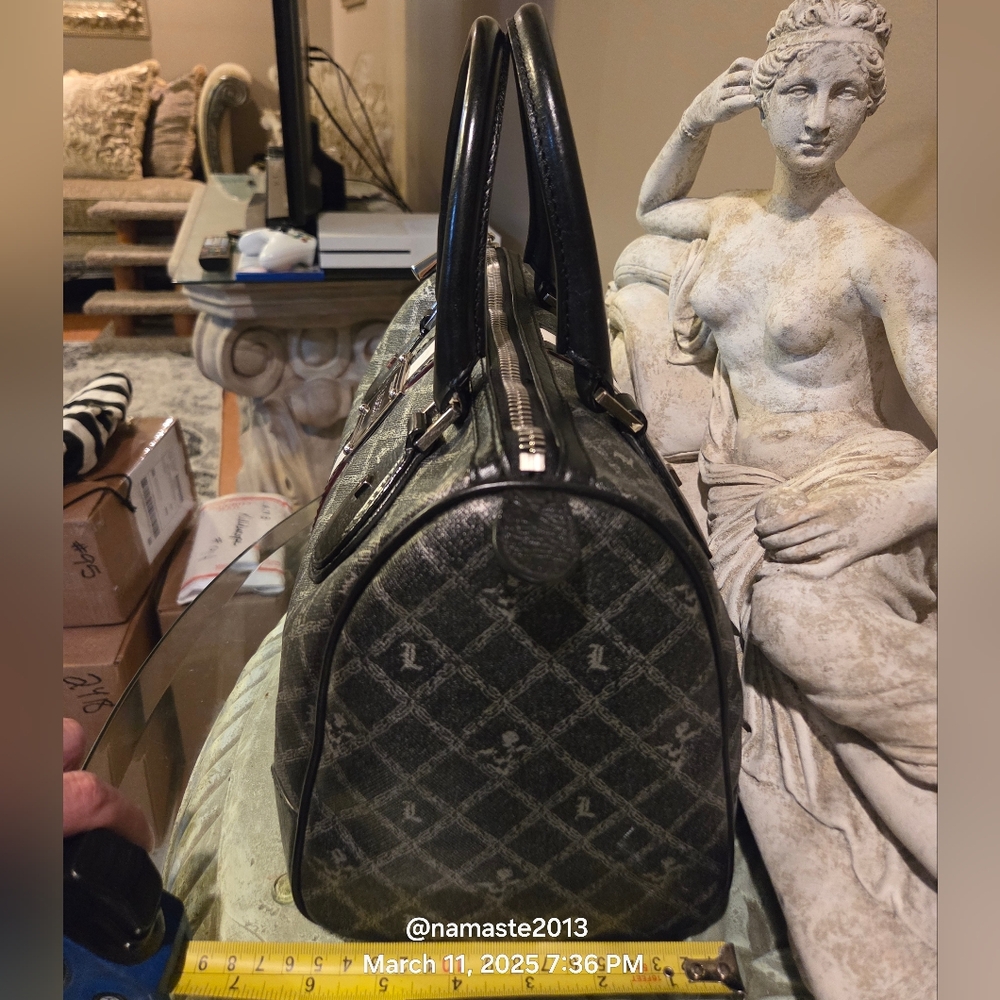 L.A.M.B. Gwen Stefani Small Satchel Silver Black Grey Designer Leather #104 - Picture 4 of 13